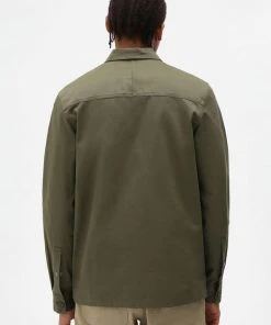 New In Dickies Mens Funkley Shirt Military Green