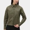 New In Dickies Womens Chokio Herringbone Shirt Military Green