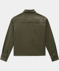 New In Dickies Womens Chokio Herringbone Shirt Military Green