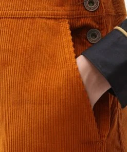 Dickies Womens Higginson Corduroy Dungarees Pumpkin Orange Brown