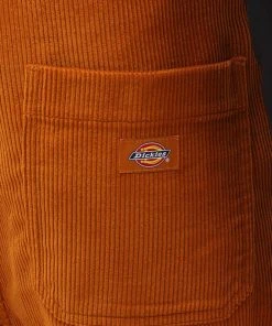 Dickies Womens Higginson Corduroy Dungarees Pumpkin Orange Brown