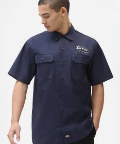 New In Dickies Men Saxman Shirt Navy