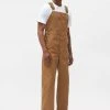 Dickies Men Canvas Bib Dungarees Brown New In