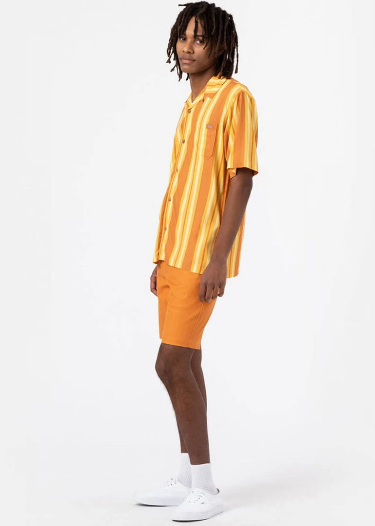 New In Dickies Men Lynnwood Shirt Pale Banana Yellow