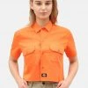 Dickies Womens Silver Grove 80's Shirt Orange