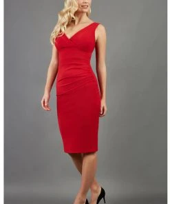 Diva Catwalk Banbury 50 's Pencil Dress Red New In