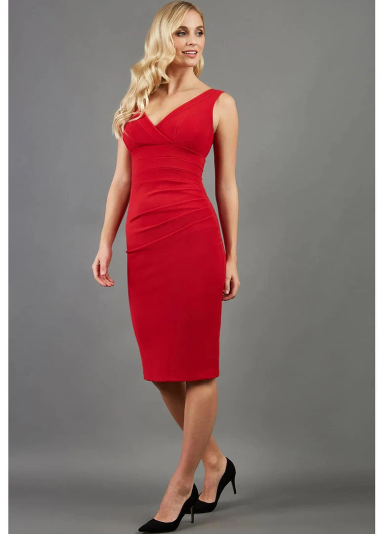 Diva Catwalk Banbury 50 's Pencil Dress Red New In