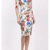 Diva Catwalk Cynthia Floral 50's Pencil Dress Rose Blush