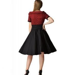 Dolly & Dotty Darlene 50's Swing Dress Burgundy Black New In