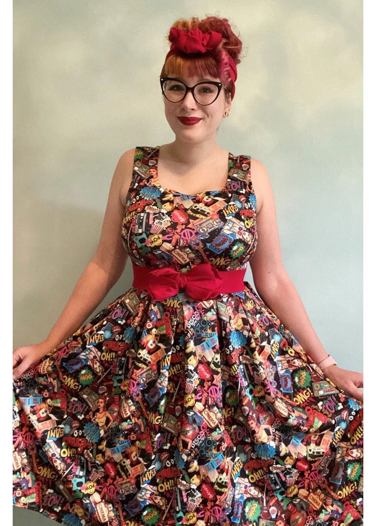 New In Dolly & Dotty Amanda Pop Art 50's Swing Dress Multi