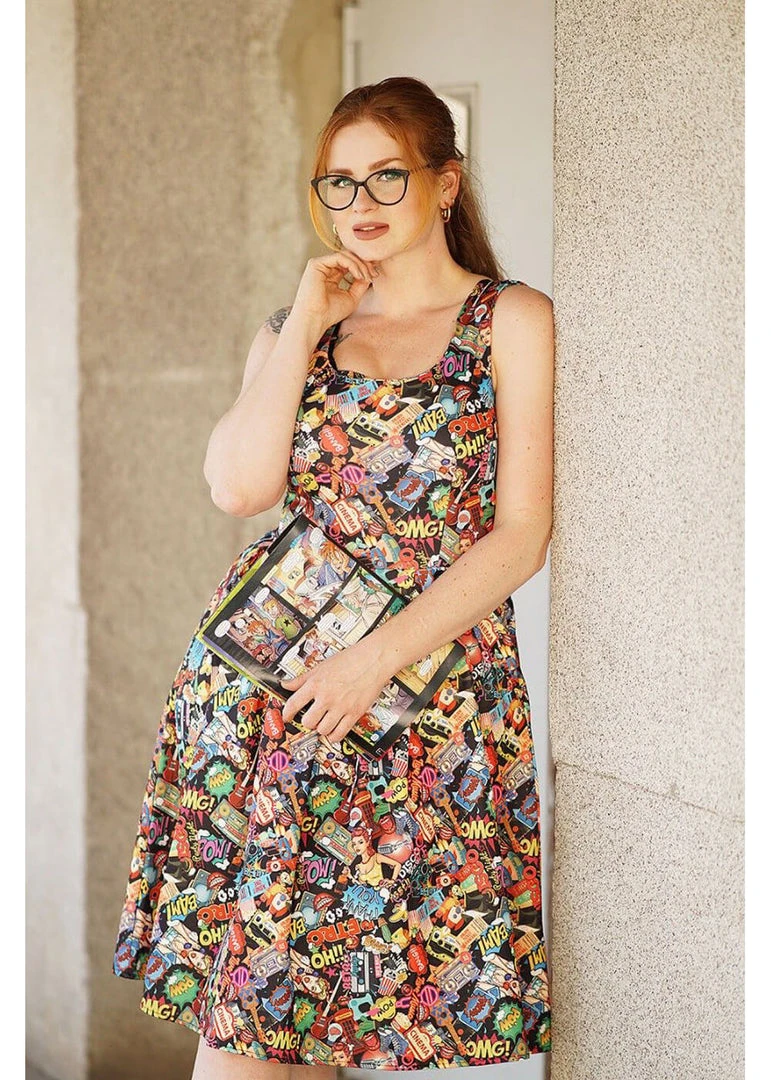New In Dolly & Dotty Amanda Pop Art 50's Swing Dress Multi