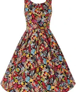 New In Dolly & Dotty Amanda Pop Art 50's Swing Dress Multi