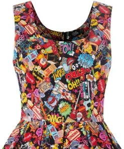 New In Dolly & Dotty Amanda Pop Art 50's Swing Dress Multi