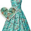 New In Dolly & Dotty Amanda Dinosaur 50's Swing Dress Green