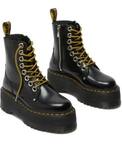 Dr. Martens Jadon Max Buttero Leather Platform Boots Black New In
