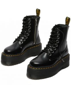 Dr. Martens Jadon Max Buttero Leather Platform Boots Black New In