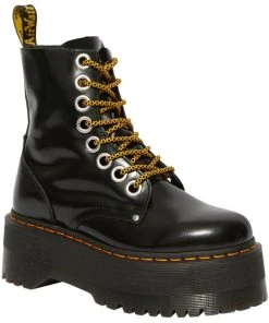 Dr. Martens Jadon Max Buttero Leather Platform Boots Black New In
