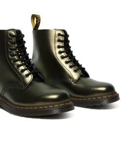 New In Dr. Martens 1460 Pascal Chroma Metallic Leather Boots Gold
