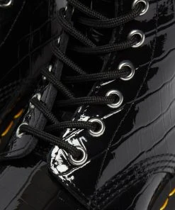 New In Dr. Martens 1460 Patent Croc Boots Black