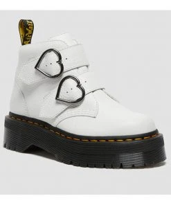New In Dr. Martens Devon Heart Aunt Sally Soft Leather Boots White
