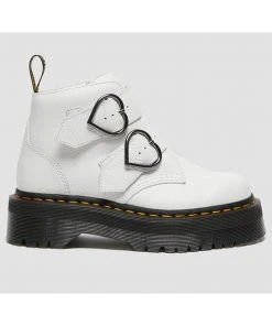 New In Dr. Martens Devon Heart Aunt Sally Soft Leather Boots White