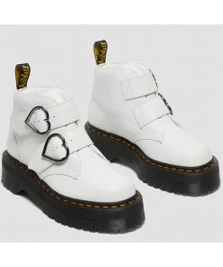 New In Dr. Martens Devon Heart Aunt Sally Soft Leather Boots White