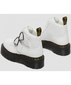 New In Dr. Martens Devon Heart Aunt Sally Soft Leather Boots White
