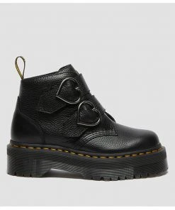 New In Dr. Martens Devon Heart Soft Aunt Sally Leather Boots Black