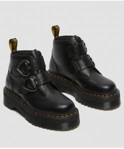 New In Dr. Martens Devon Heart Soft Aunt Sally Leather Boots Black