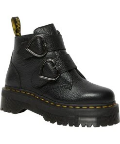 New In Dr. Martens Devon Heart Soft Aunt Sally Leather Boots Black