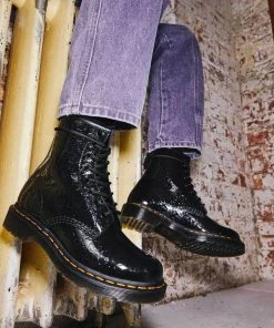 Dr. Martens 1460 Leopard Patent Boots Black New In