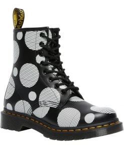 Dr. Martens 1460 Polka Dot Leather Boots Black White New In