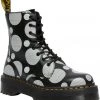 Dr. Martens Jadon Polka Dot Leather Platform Boots Black White