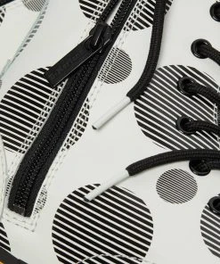 Dr. Martens Jadon Polka Dot Leather Platform Boots White Black