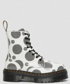 Dr. Martens Jadon Polka Dot Leather Platform Boots White Black