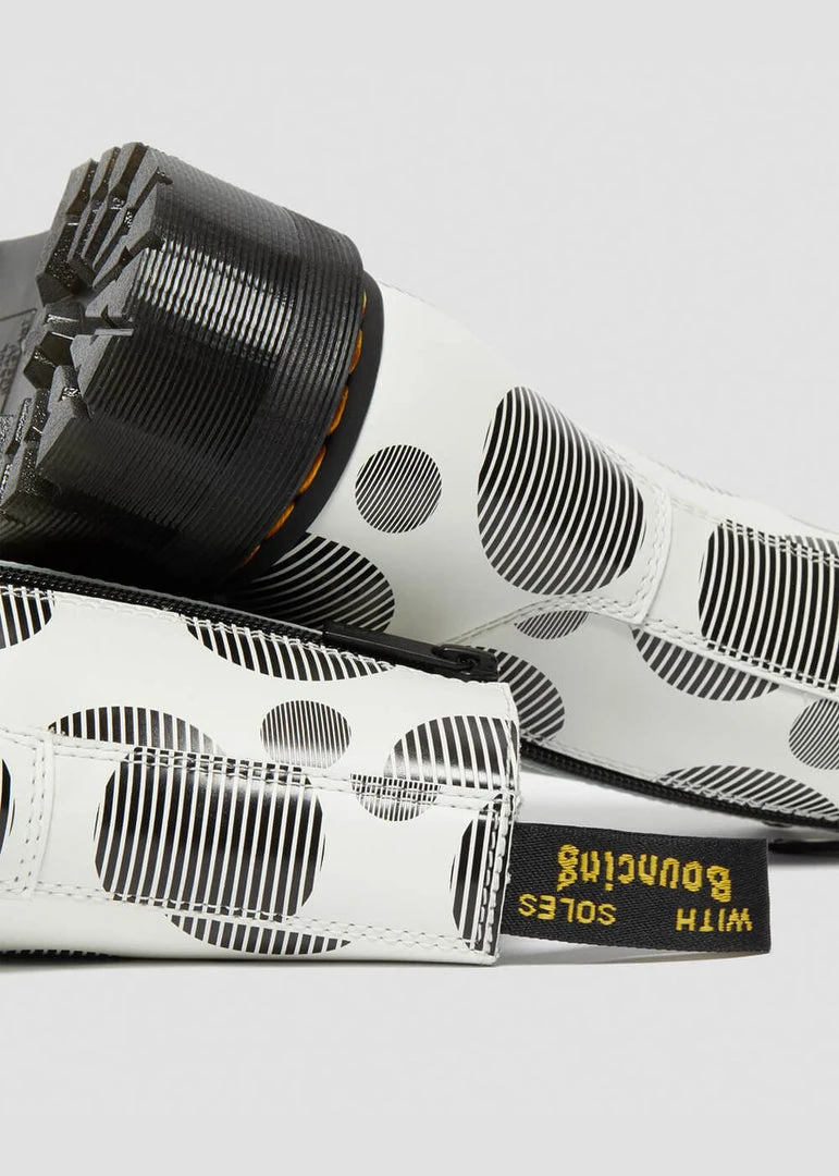 Dr. Martens Jadon Polka Dot Leather Platform Boots White Black