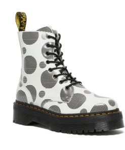 Dr. Martens Jadon Polka Dot Leather Platform Boots White Black