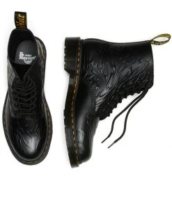 New In Dr. Martens 1460 Flame Smooth Leather Boots Black