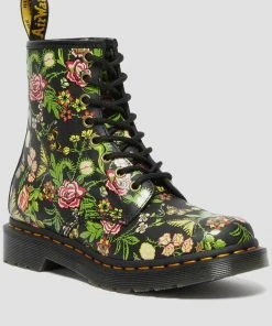 New In Dr. Martens 1460 Bloom Leather Boots Black