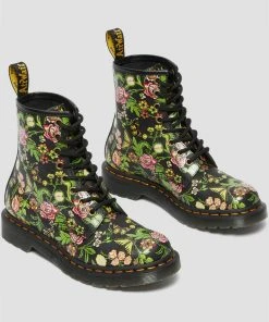 New In Dr. Martens 1460 Bloom Leather Boots Black