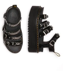 Dr. Martens Blaire 2 Patent Chain Platform Sandals Black