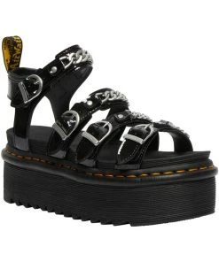 Dr. Martens Blaire 2 Patent Chain Platform Sandals Black