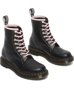 New In Dr. Martens 1460 Virginia Soft Leather Boots Black Chalk Pink