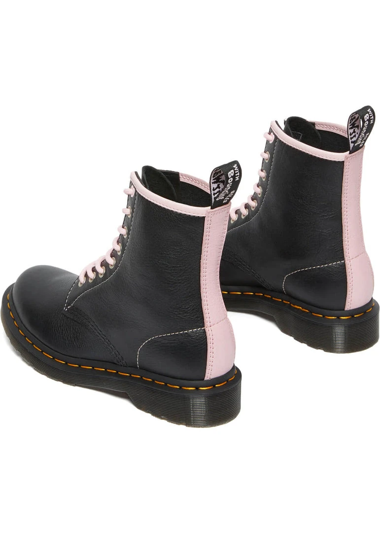New In Dr. Martens 1460 Virginia Soft Leather Boots Black Chalk Pink