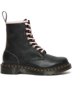 New In Dr. Martens 1460 Virginia Soft Leather Boots Black Chalk Pink