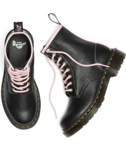 New In Dr. Martens 1460 Virginia Soft Leather Boots Black Chalk Pink