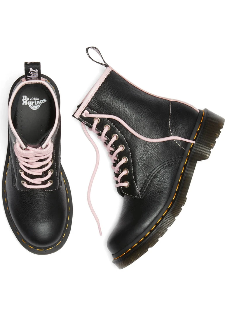 New In Dr. Martens 1460 Virginia Soft Leather Boots Black Chalk Pink