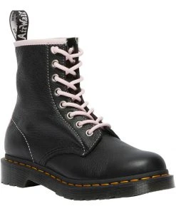 New In Dr. Martens 1460 Virginia Soft Leather Boots Black Chalk Pink
