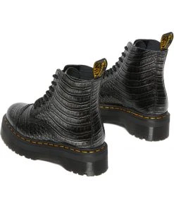 Dr. Martens Sinclair Gunmetal Wild Croc Platform Boots Black New In