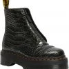 Dr. Martens Sinclair Gunmetal Wild Croc Platform Boots Black New In